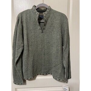 NWT VTG Woolrich Women’s Green Heather 1/4 Zip Pullover Sweater M Embroidered